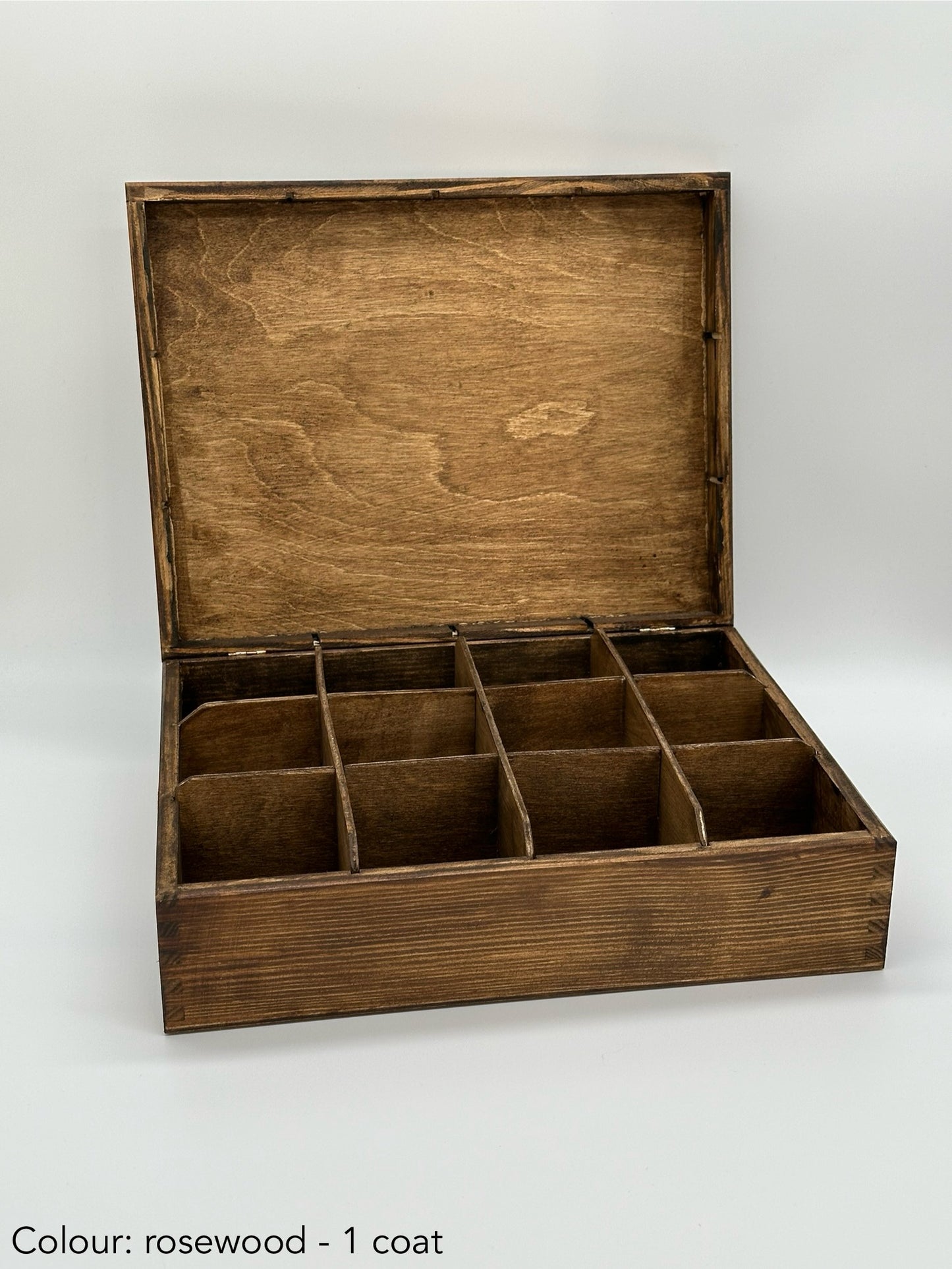 Painted Tea Box 12 Compartments Rosewood