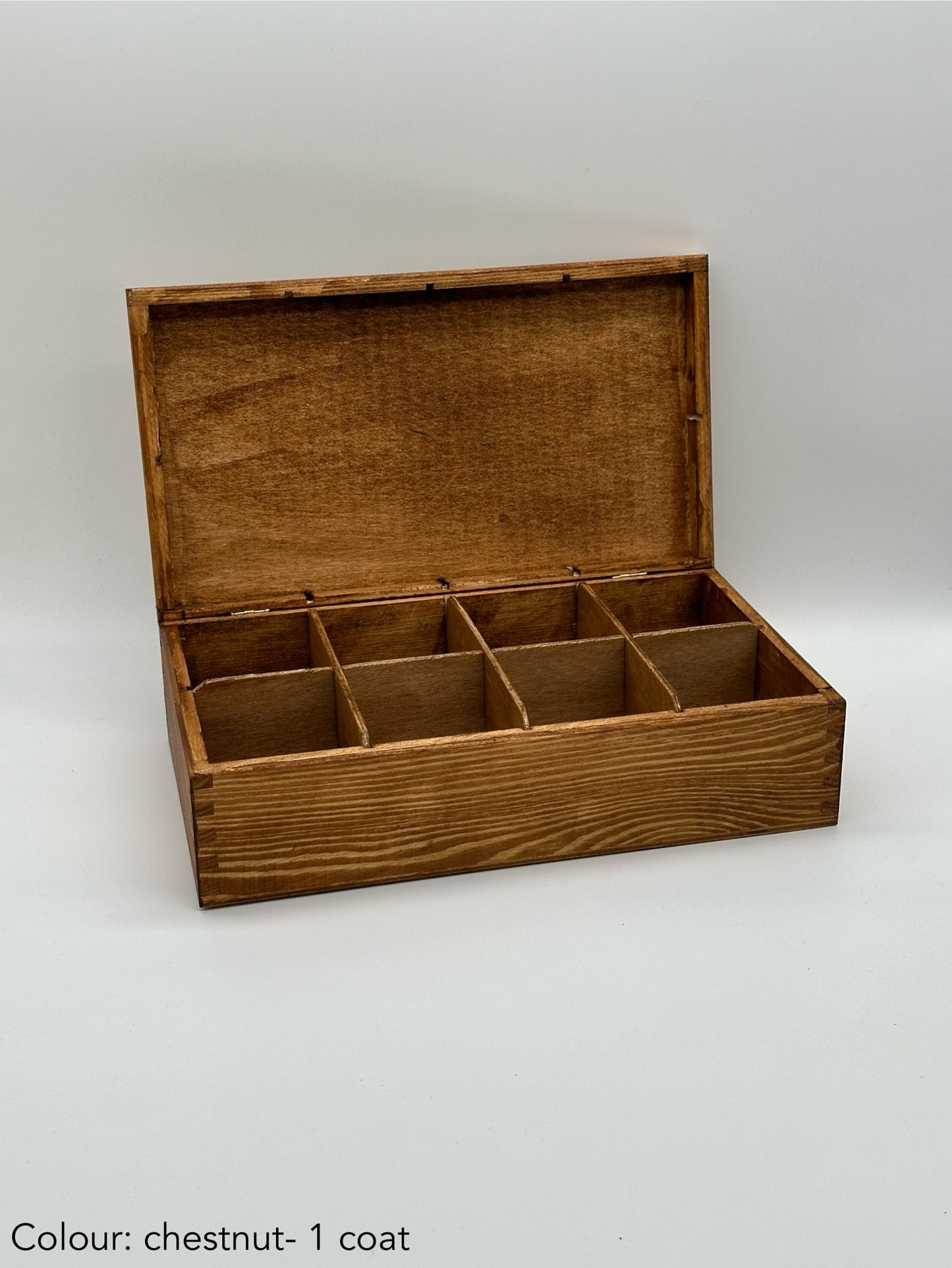 Painted Tea Box 8 Compartments Chestnut