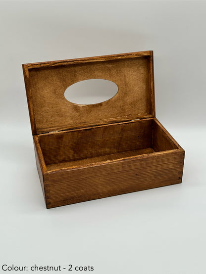 Painted hinged tissue box - chestnut