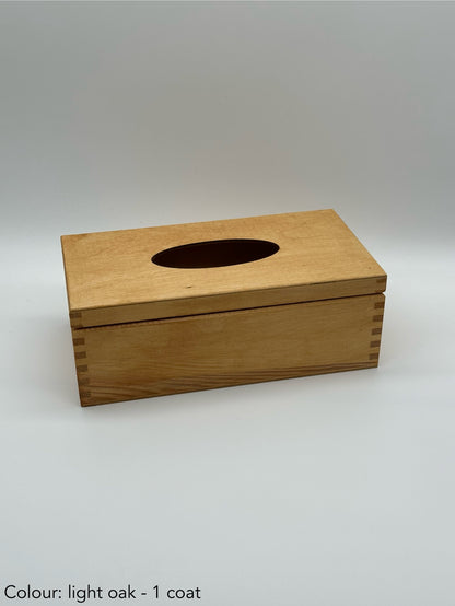 Painted hinged tissue box - light oak