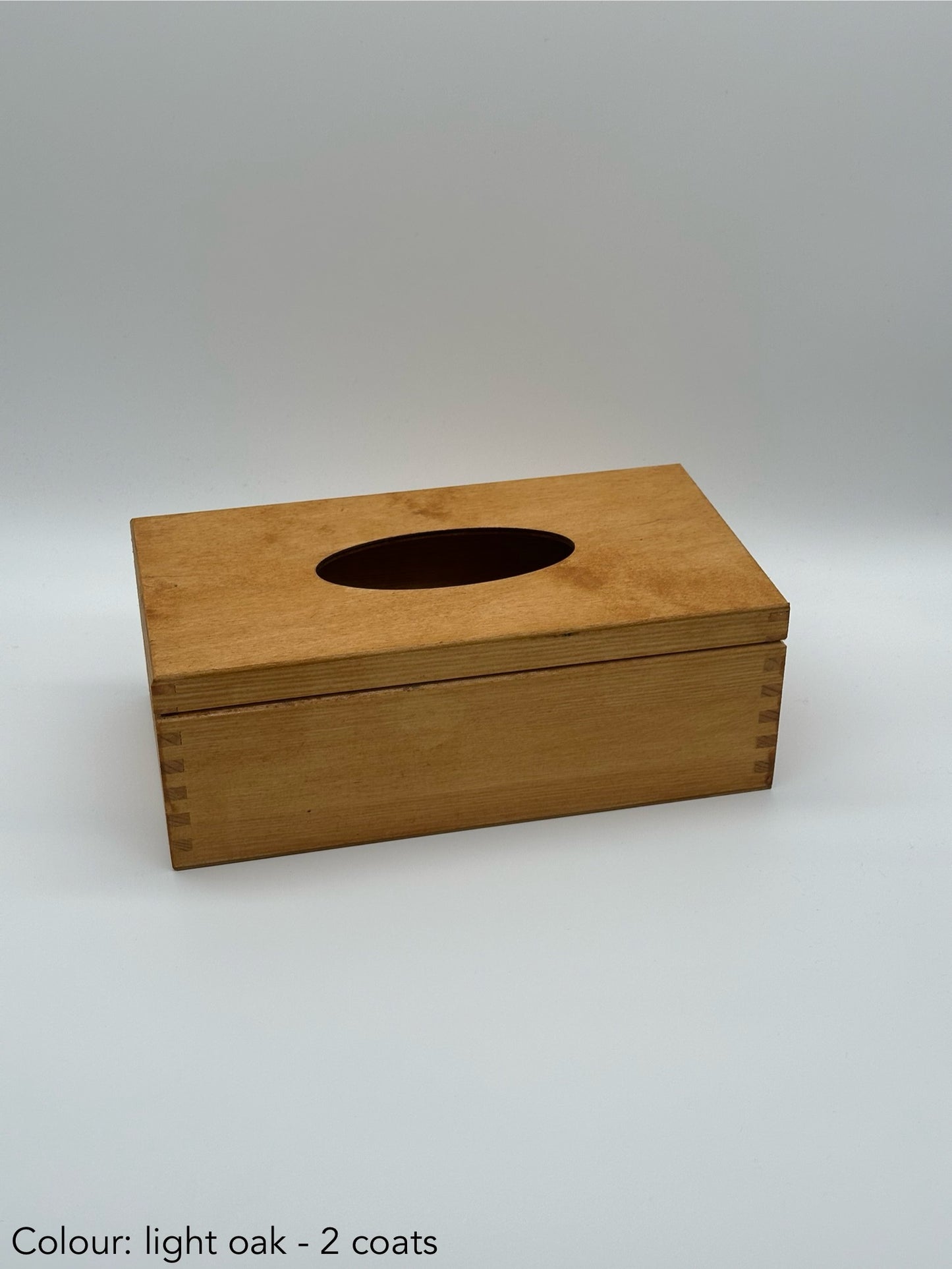 Painted hinged tissue box - light oak