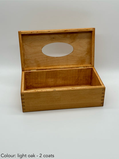 Painted hinged tissue box - light oak