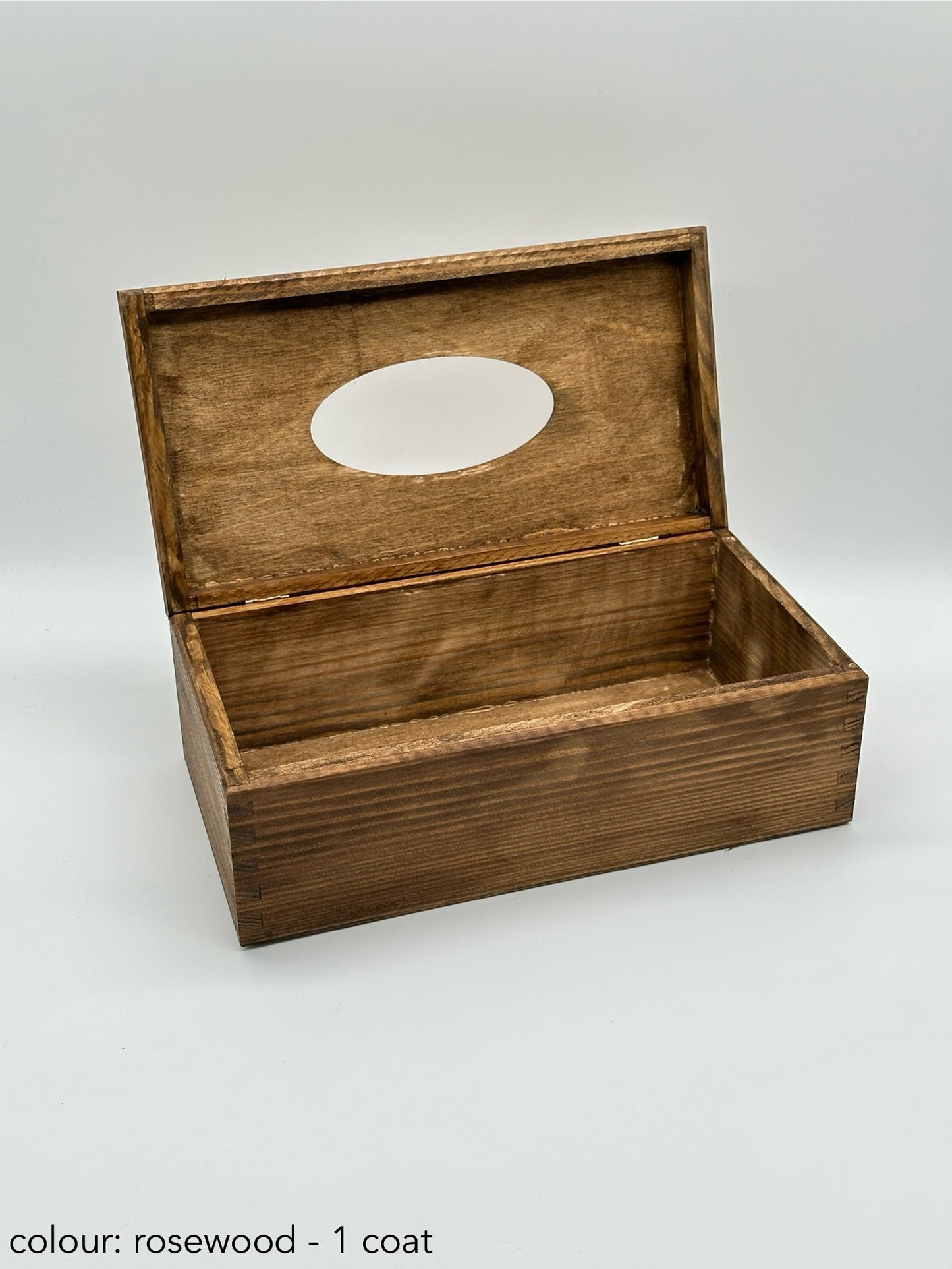 Painted hinged tissue box - rosewood