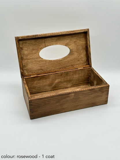 Painted hinged tissue box - rosewood