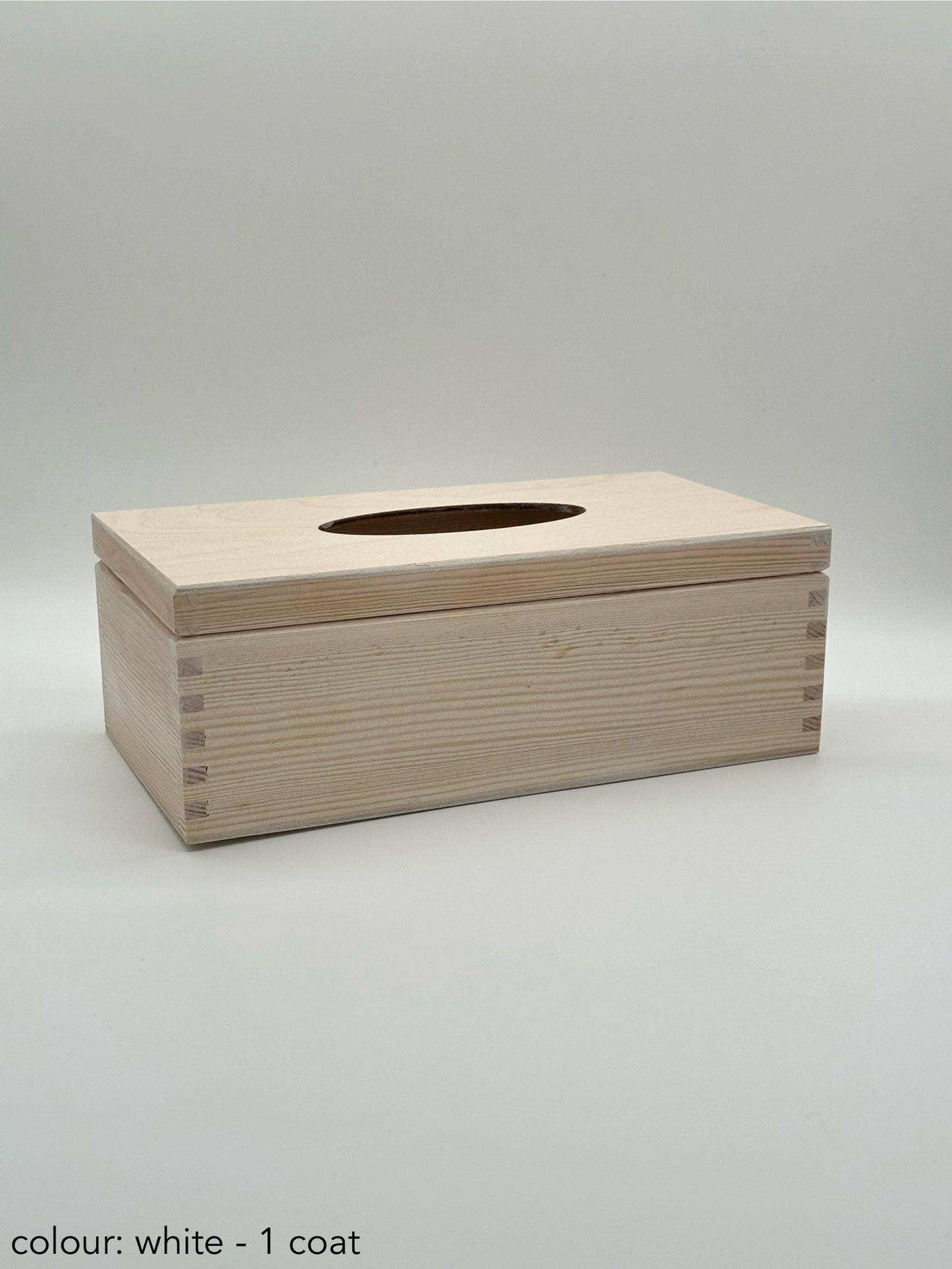 Painted hinged tissue box - white