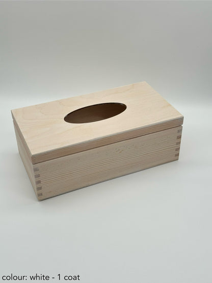 Painted hinged tissue box - white