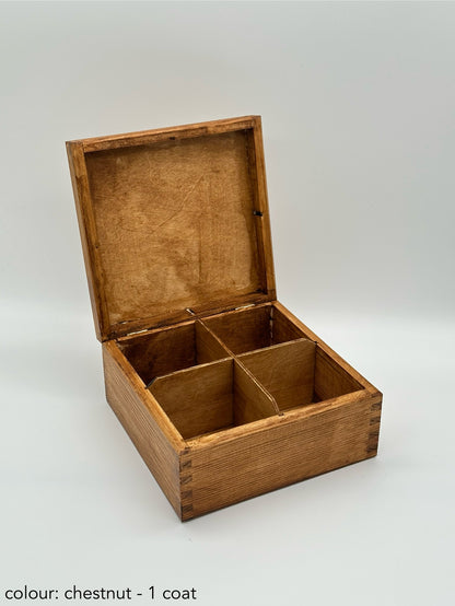 Painted Tea Box 4 Compartments Chestnut