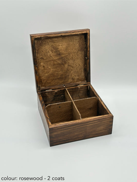 Painted Tea Box 4 Compartments Rosewood