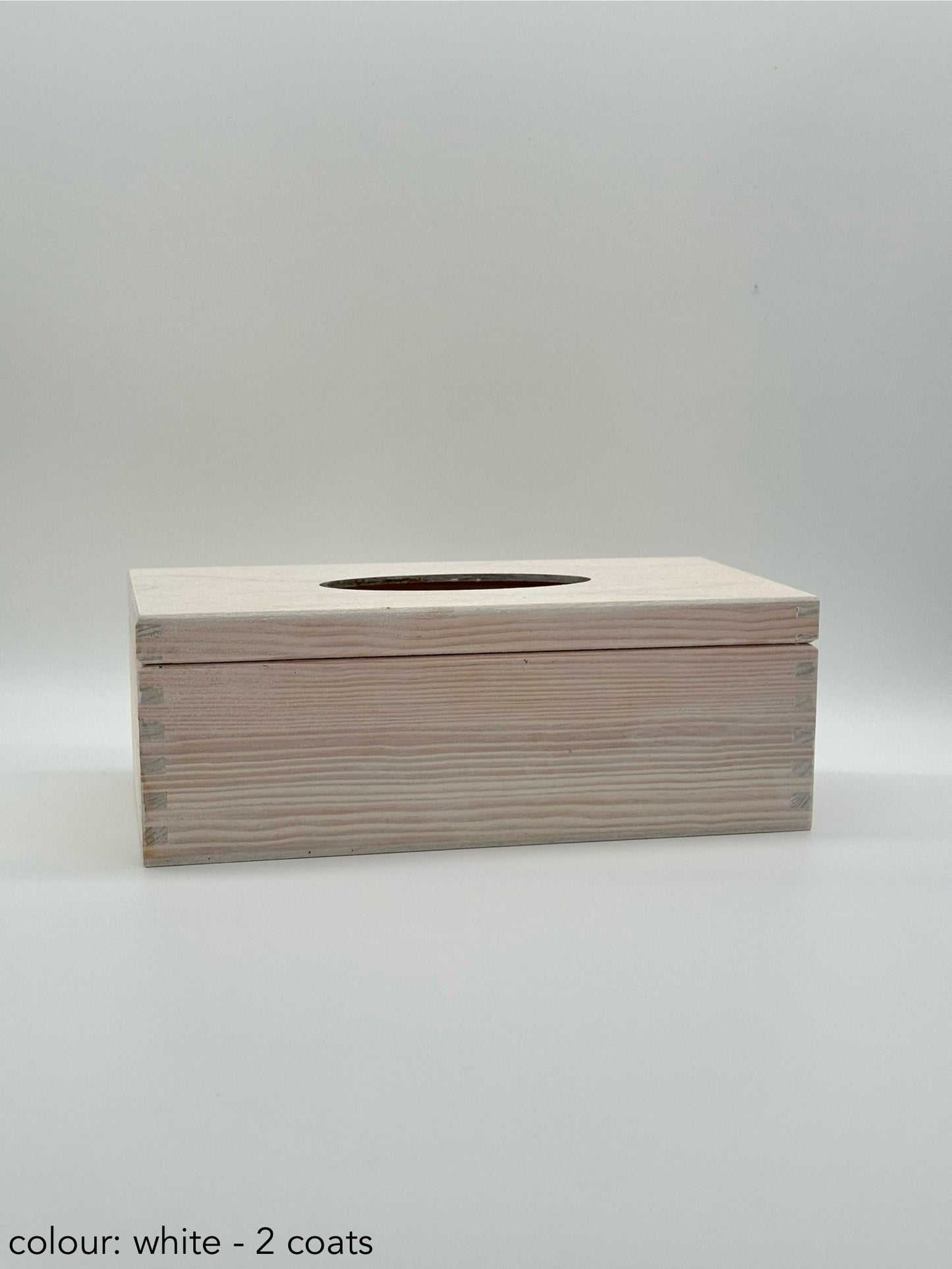 Painted hinged tissue box - white