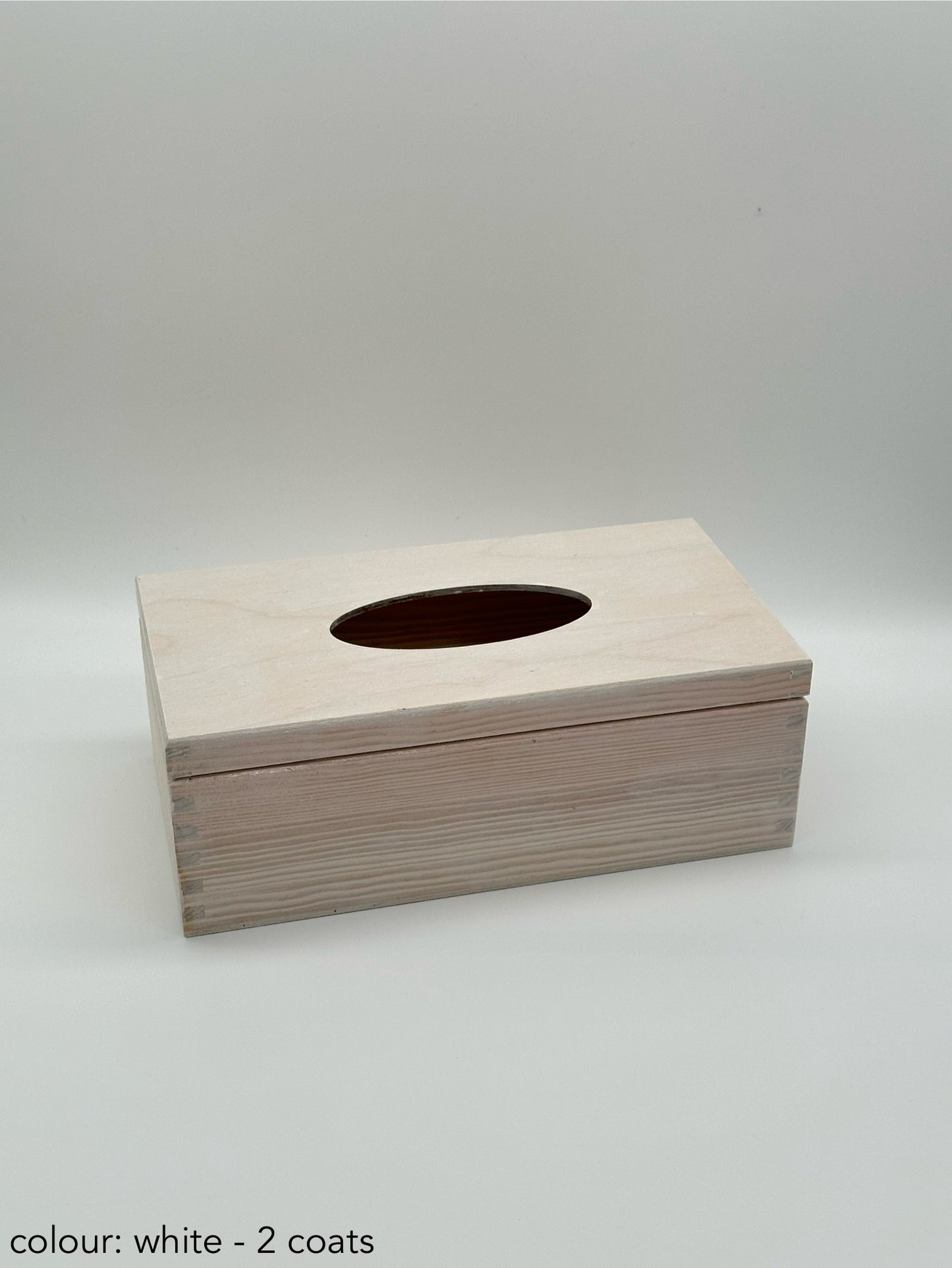 Painted hinged tissue box - white