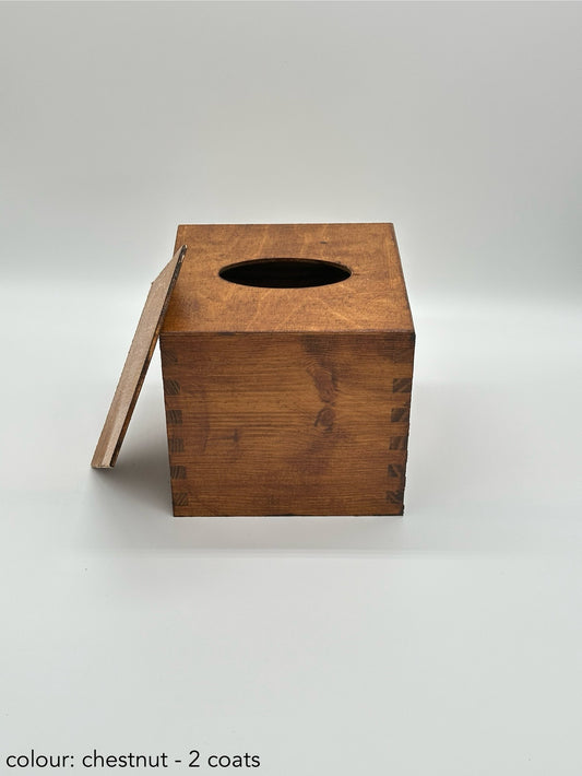 Painted Wooden Square Tissue Box – Chestnut