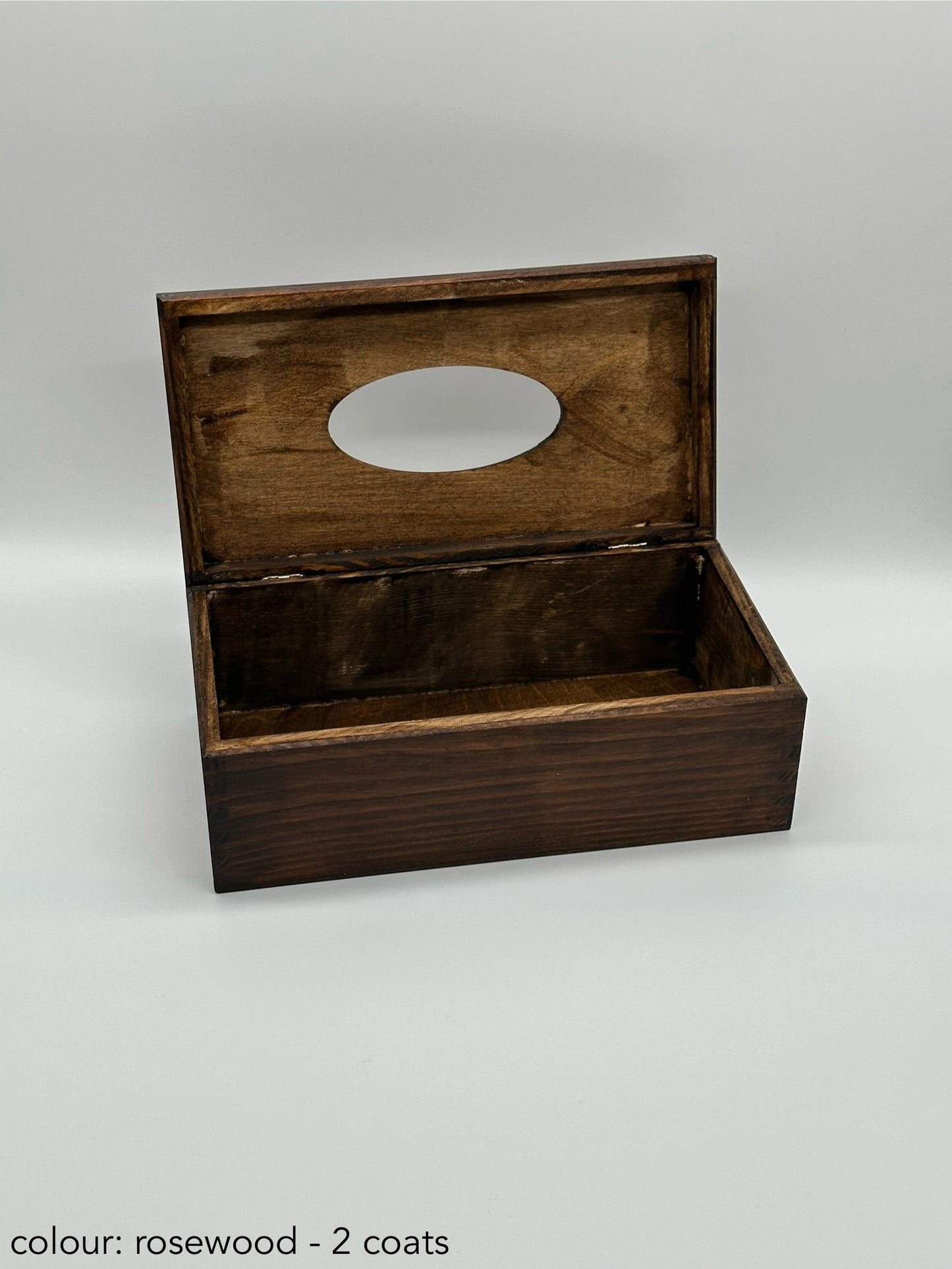 Painted hinged tissue box - rosewood