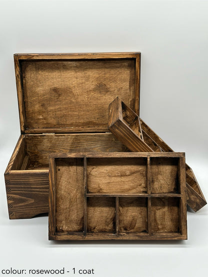 Painted Wooden Jewellery Box – Rosewood – Plain Compartments