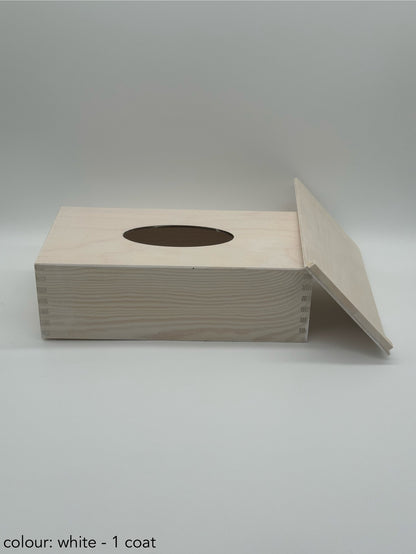 Painted sliding lid tissue box - different colours