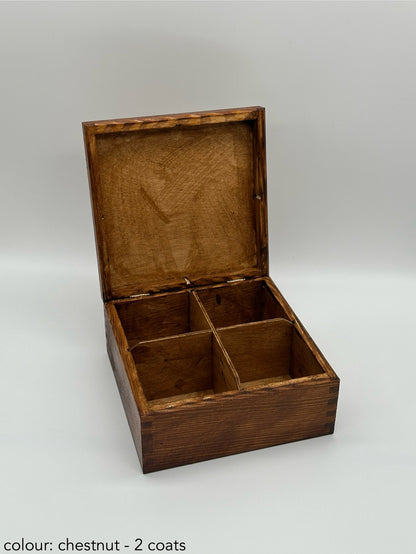 Painted Tea Box 4 Compartments Chestnut