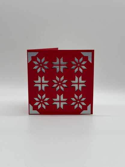 Christmas Card – Snowflakes Motif – Red or Green