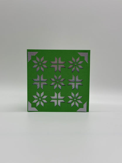 Christmas Card – Snowflakes Motif – Red or Green