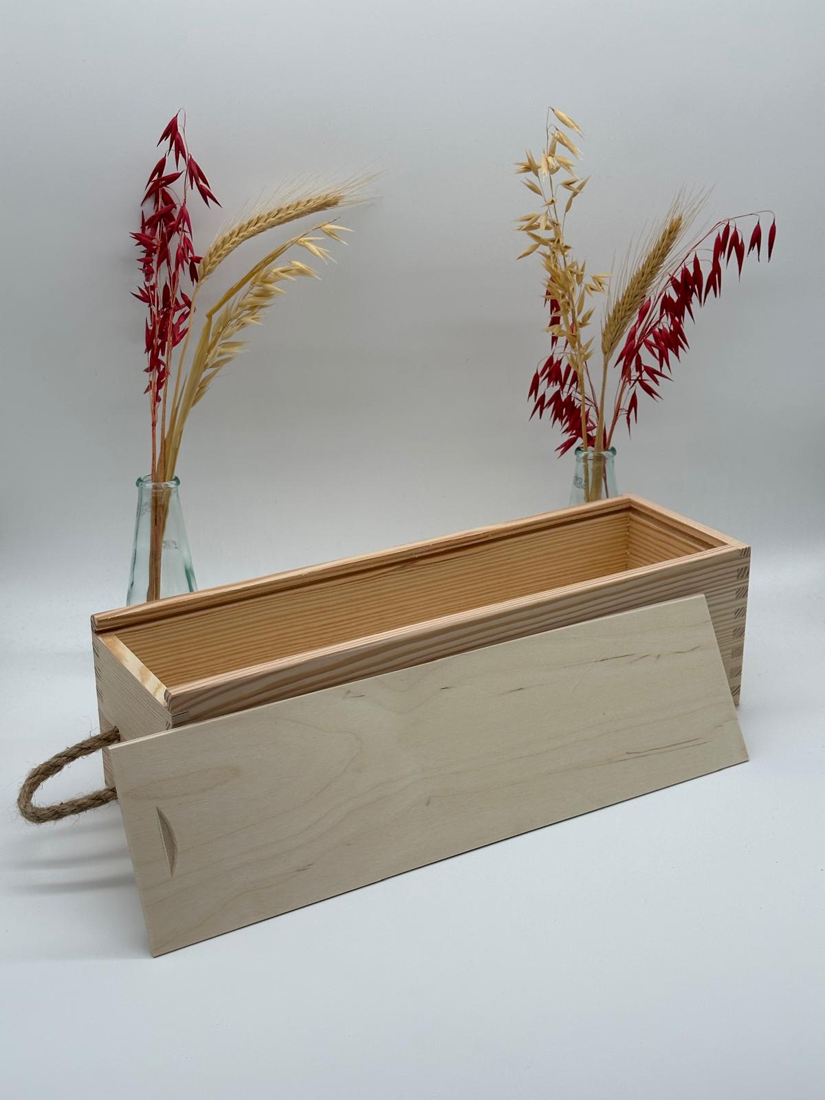 Plain Wooden Wine Box Sliding Lid.