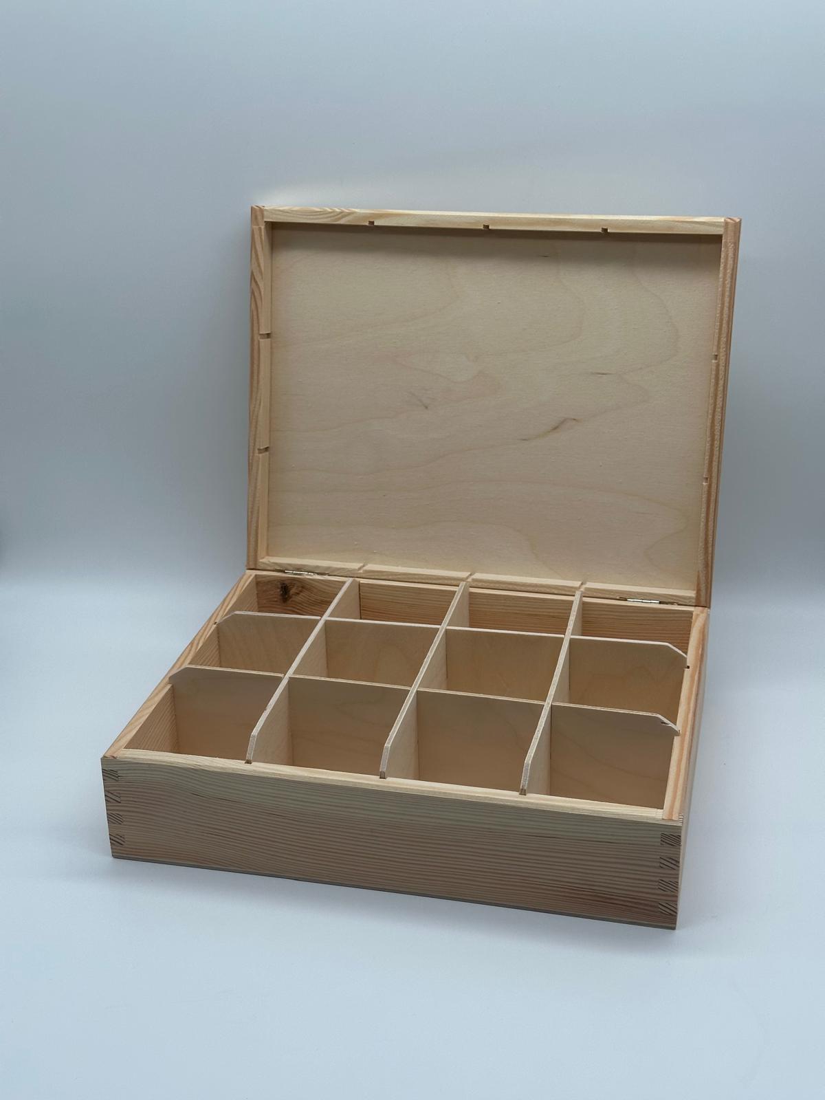 Plain 12 compartment tea box